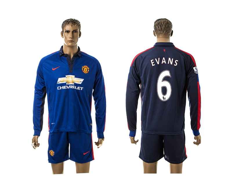 2014-15 Manchester United 6 Evans Third Away Long Sleeve Jerseys