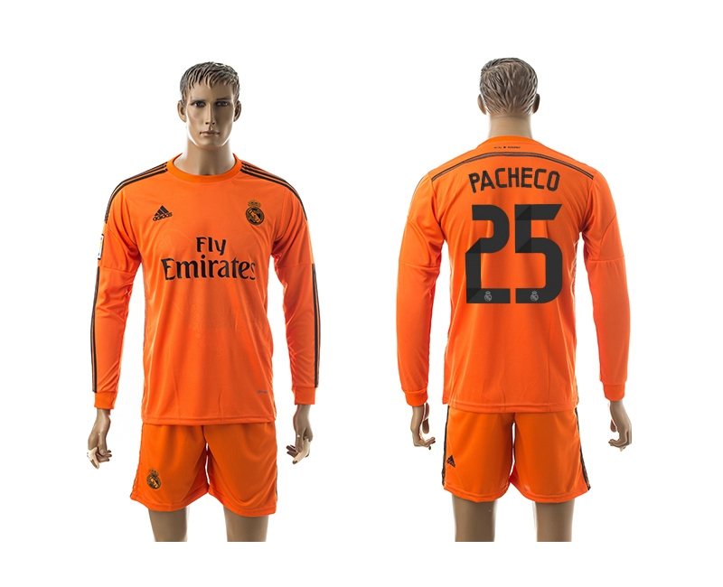 2014-15 Real Madrid 25 Pacheco Goalkeeper Long Sleeve Jerseys