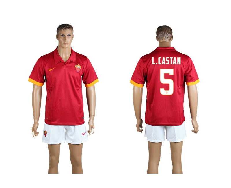 2014-15 Roma 5 L.Castan Home Soccer Jersey