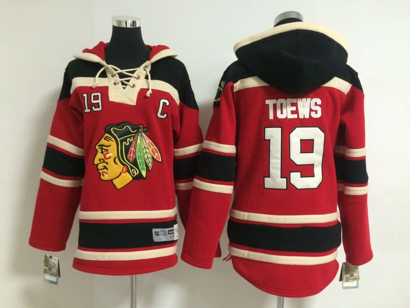 Blackhawks 19 Toews Red Hooded Youth Jersey