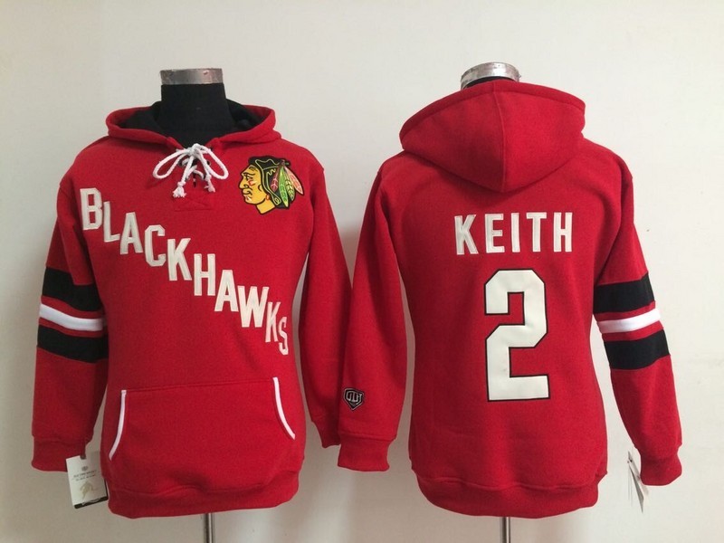 Blackhawks 2 Keith Red Women Hooded Jersey - Click Image to Close