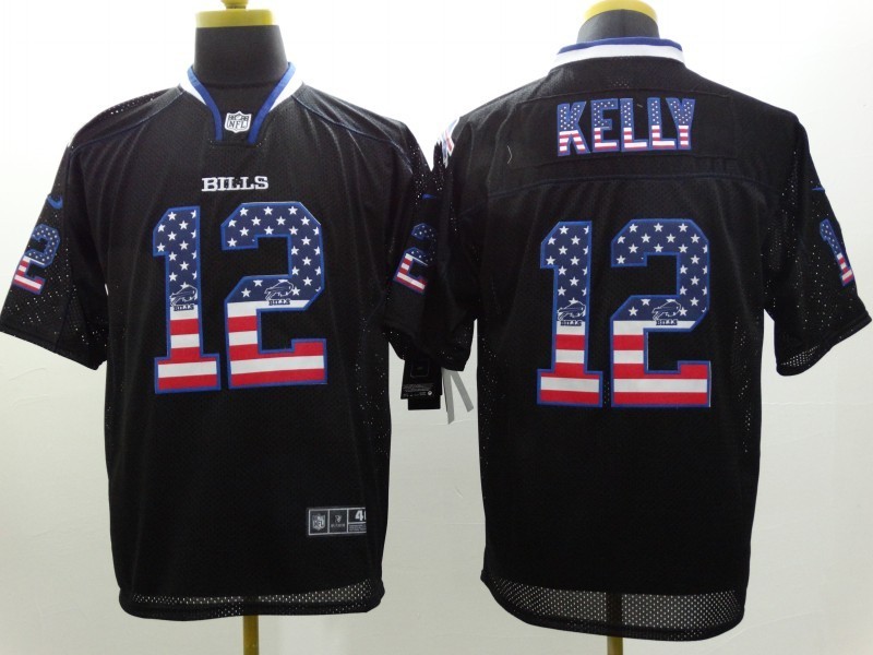 Nike Bills 12 Kelly US Flag Black Fashion Elite Jerseys