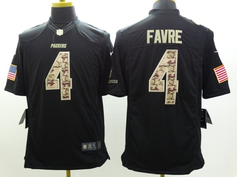 Nike Packers 4 Favre Black Salute To Service Limited Jerseys