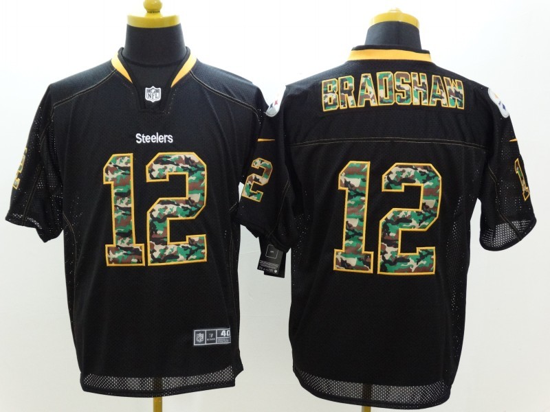 Nike Steelers 12 Bradshaw Black Fashion Camo Elite Jerseys