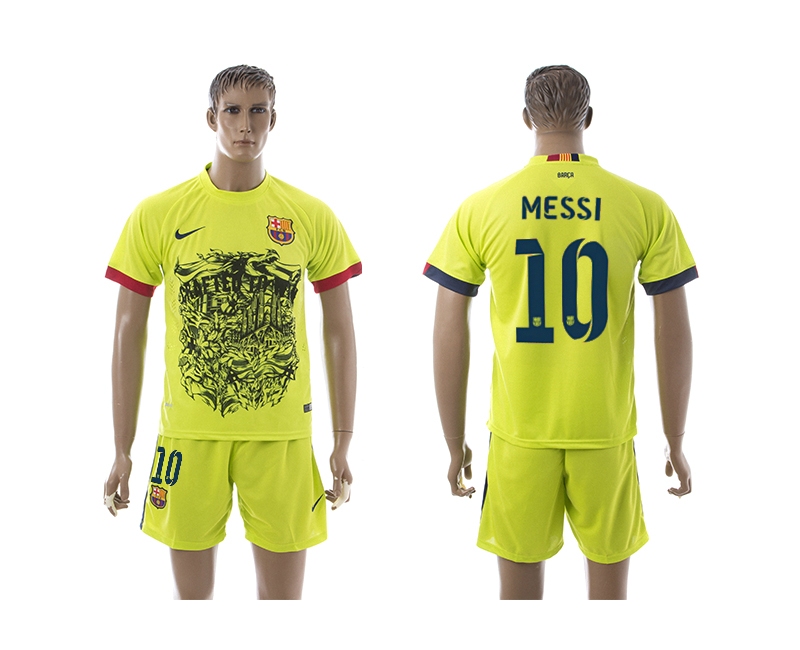 2014-15 Barcelona 10 Messi Lime Totem Jerseys