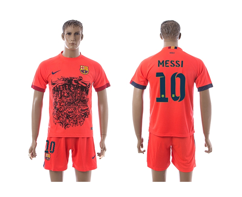 2014-15 Barcelona 10 Messi Orange Totem Jerseys