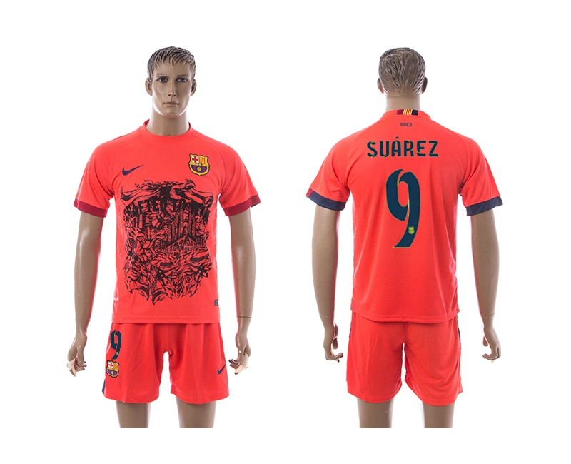2014-15 Barcelona 9 Suarez Orange Totem Jerseys