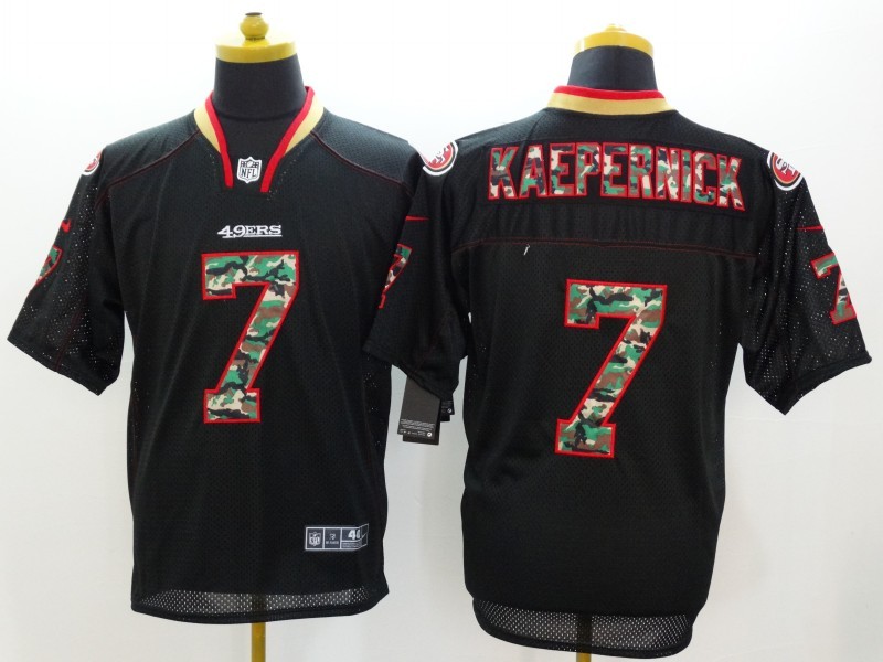 Nike 49ers 7 Kapernick Black Fashion Camo Elite Jerseys