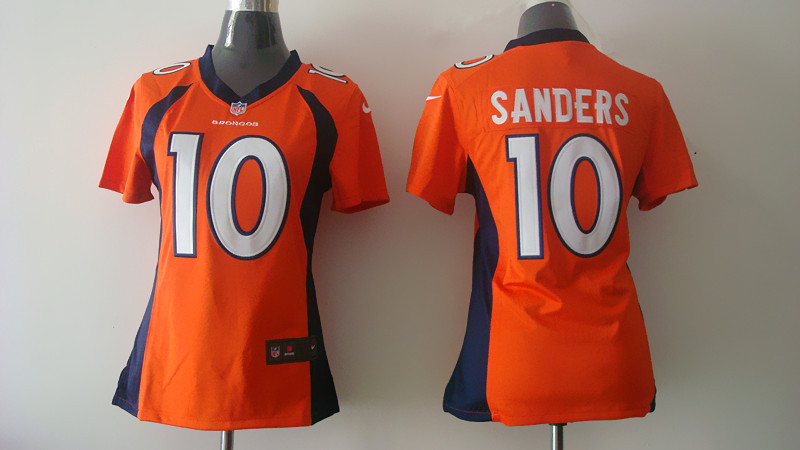 Nike Broncos 10 Sanders Orange Women Game Jerseys