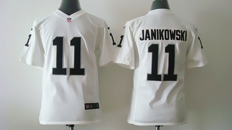 Nike Raiders 11 Janikowski White Youth Game Jerseys