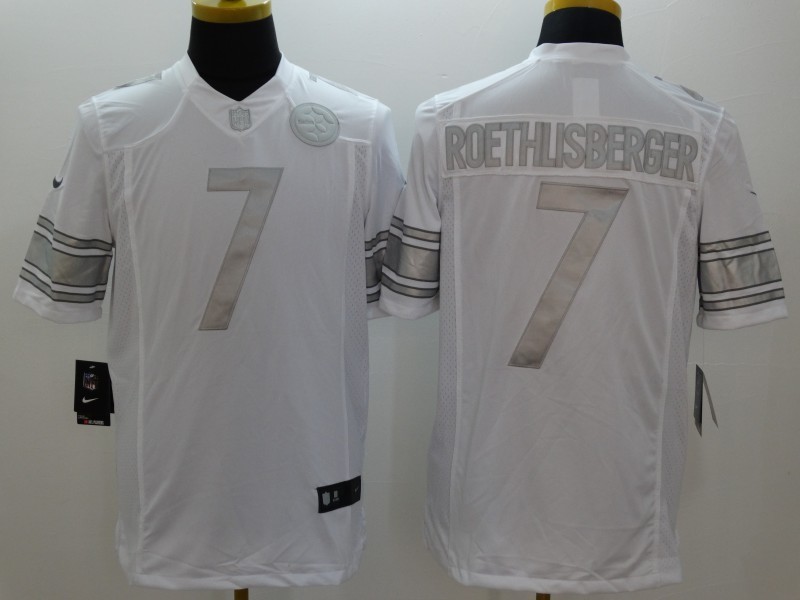 Nike Steelers 7 Roethlisberger White Platinum Limited Jerseys