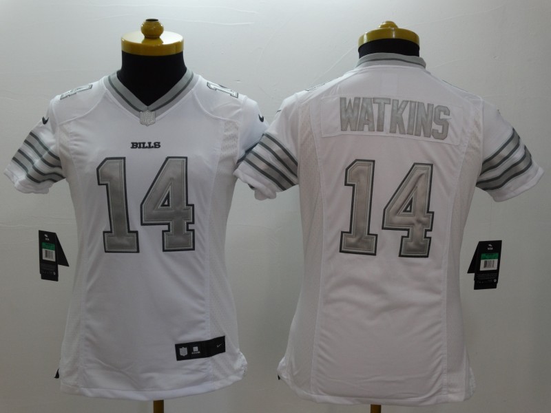 Nike Bills 14 Watkins Wilson White Platinum Women Limited Jerseys