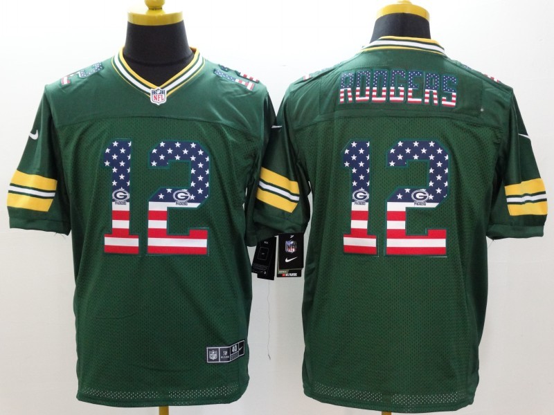 Nike Packers 12 Rodgers Green US Flag Elite Jerseys