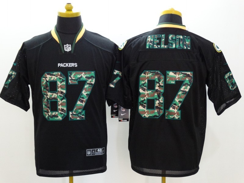 Nike Packers 87 Nelson Black US Flag Elite Jerseys