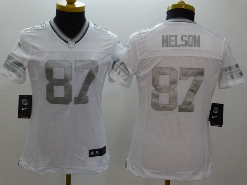 Nike Packers 87 Nelson Wilson White Platinum Women Limited Jerseys