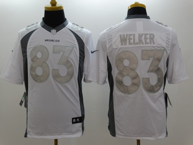 Nike Broncos 83 Welker White Platinum Limited Jerseys