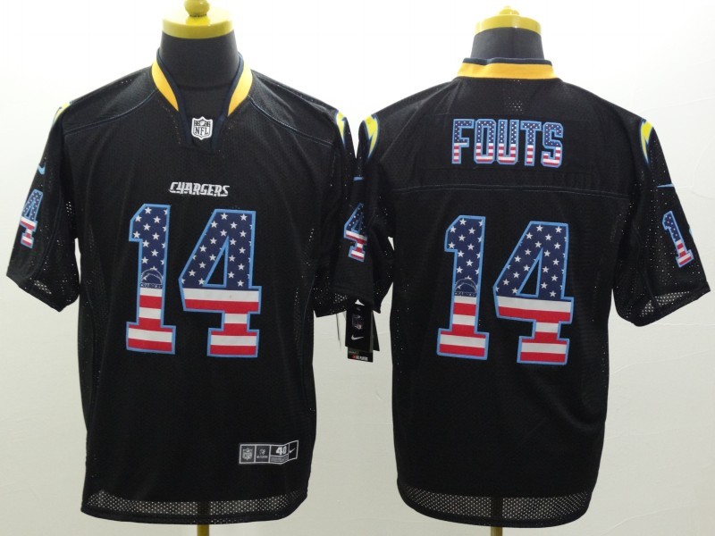 Nike Chargers 14 Fouts Black USA Flag Fashion Elite Jerseys