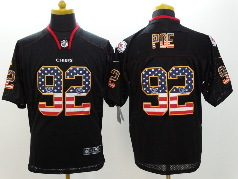 Nike Chiefs 92 Poe Black USA Flag Fashion Elite Jerseys