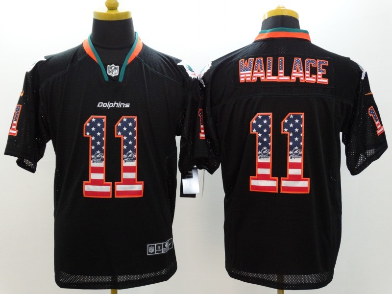 Nike Dolphins 11 Wallace Black USA Flag Fashion Elite Jerseys