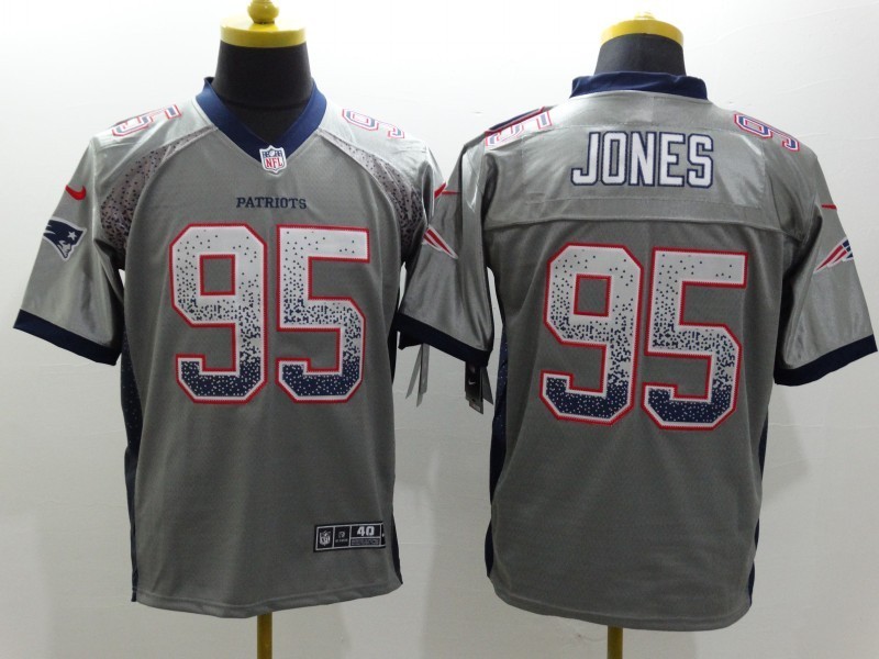 Nike Patriots 95 Jones Grey Drift Fashion Elite Jerseys