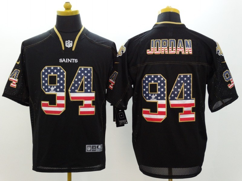 Nike Saints 94 Jordan Black USA Flag Fashion Elite Jerseys