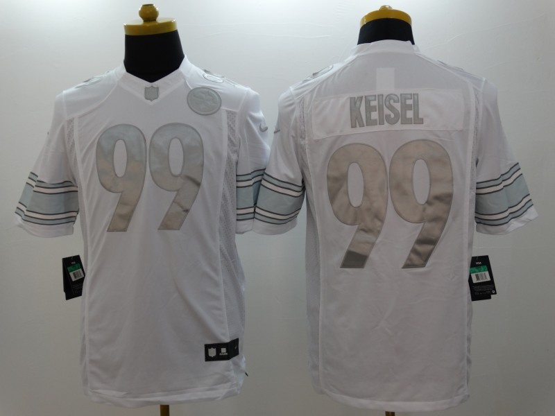 Nike Steelers 99 Keisel White Platinum Limited Jerseys
