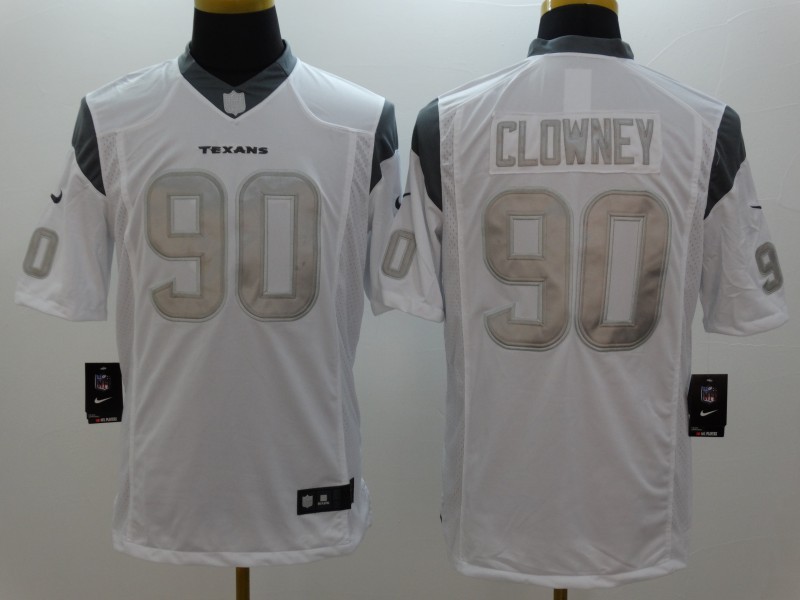 Nike Texans 90 Clowney White Platinum Limited Jerseys