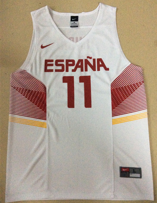 Spain 11 Ricky Rubio White 2014 FIBA Jerseys