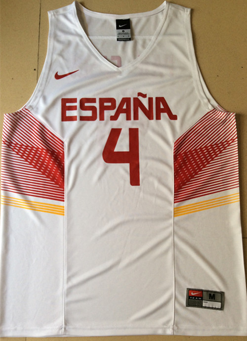 Spain 4 Pau Gasol White 2014 FIBA Jerseys