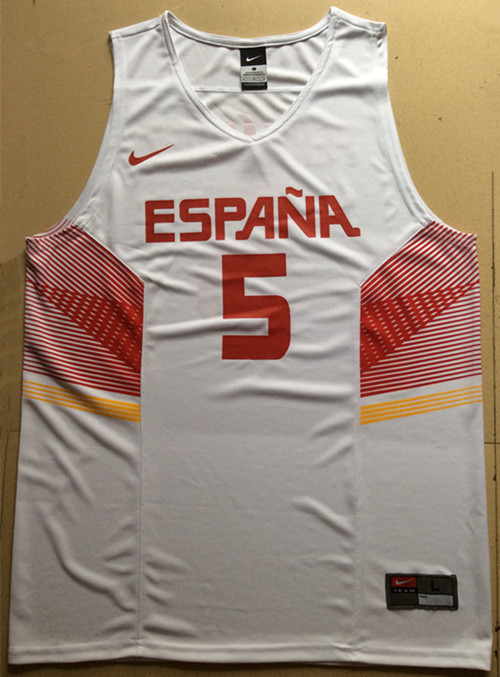 Spain 5 Rudy Fernandez White 2014 FIBA Jerseys
