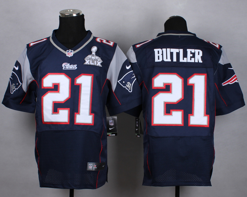 Nike Patriots 21 Butler Blue 2015 Super Bowl XLIX Elite Jerseys