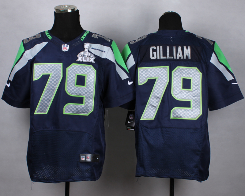 Nike Seahawks 79 Gilliam Blue 2015 Super Bowl XLIX Elite Jerseys