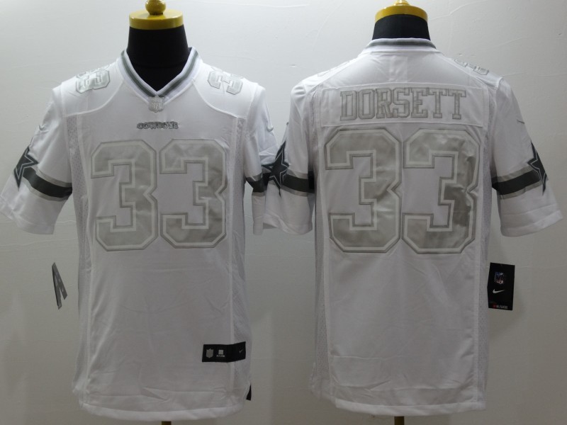 Nike Cowboys 33 Dorsett White Platinum Limited Jersey