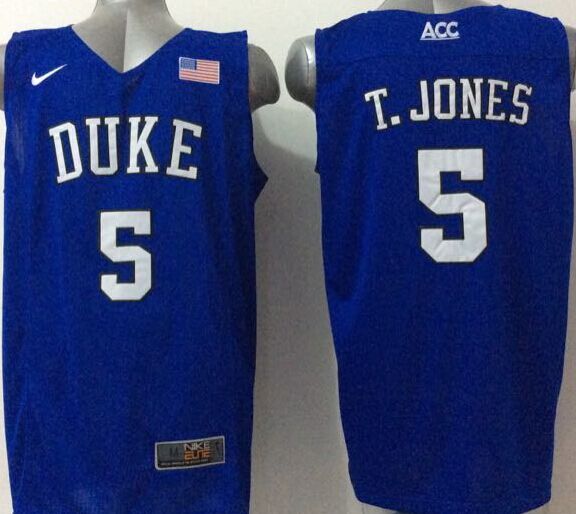 Duke Blue Devils 5 T.Jones Blue College Jersey