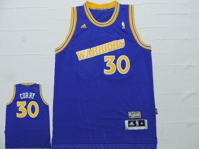 Warriors 30 Curry Blue Hardwood Classics Jersey
