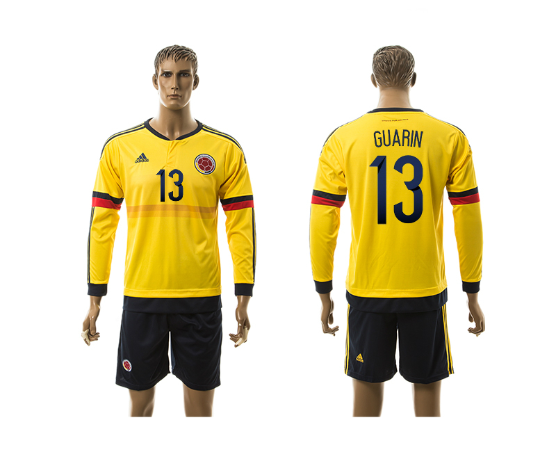 2015-16 Colombia 13 Guarin Home Long Sleeve Jersey