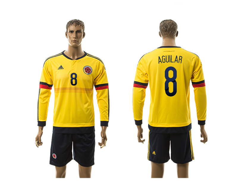 2015-16 Colombia 8 Aguilar Home Long Sleeve Jersey