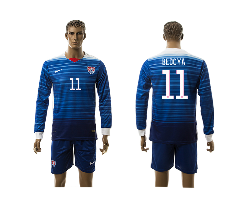 2015-16 USA 11 Bedoya Away Long Sleeve Jersey