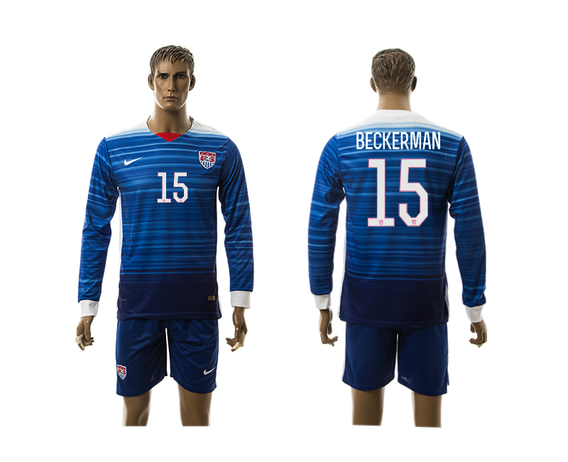2015-16 USA 15 Beckerman Away Long Sleeve Jersey