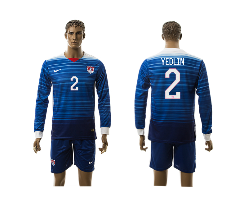 2015-16 USA 2 Yedlin Away Long Sleeve Jersey