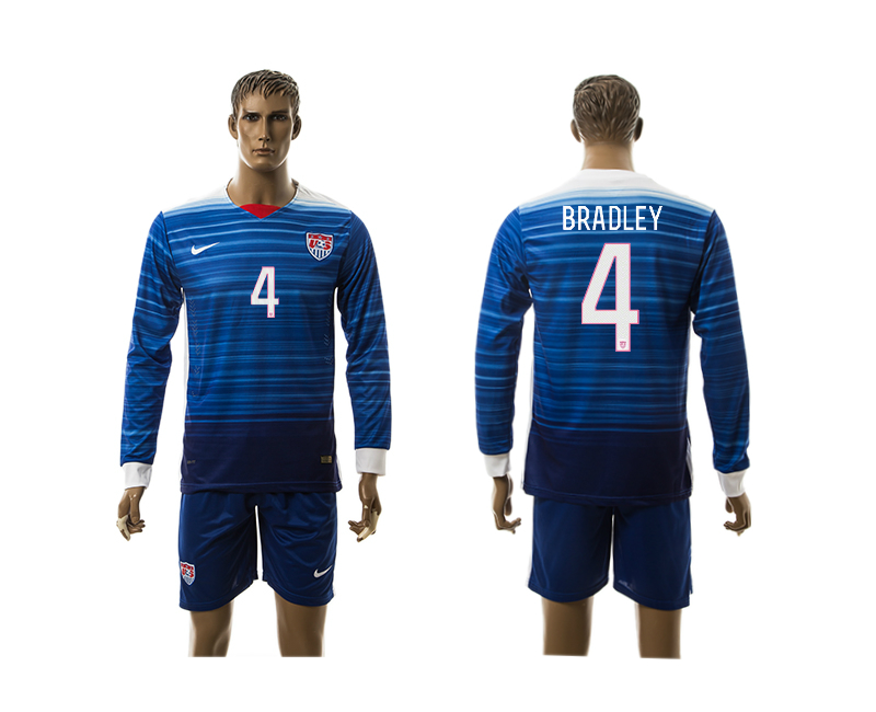 2015-16 USA 4 Bradley Away Long Sleeve Jersey