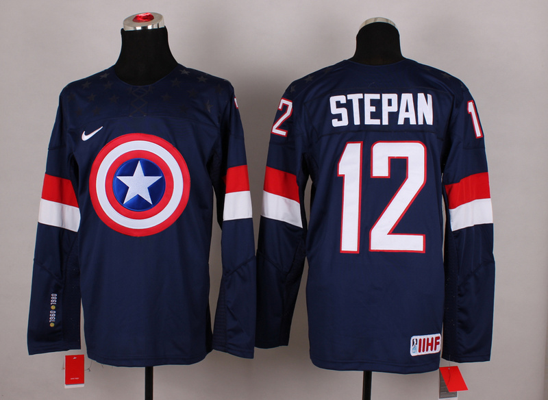 USA 12 Stepan Blue Captain America Jersey