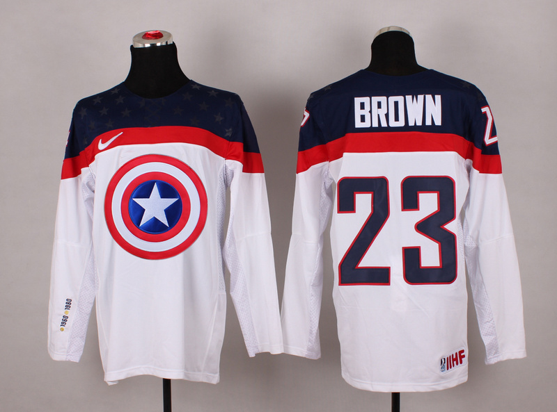 USA 23 Brown White Captain America Jersey