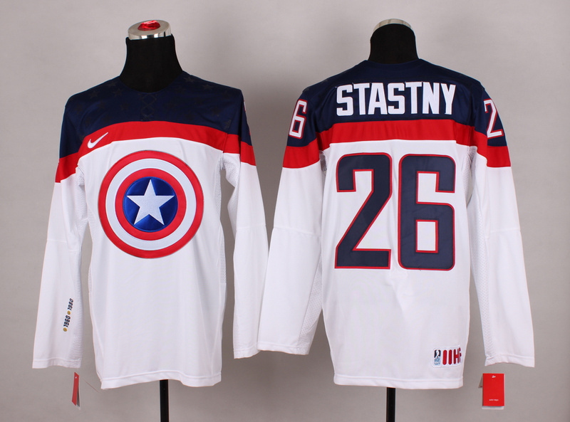 USA 26 Stastny White Captain America Jersey
