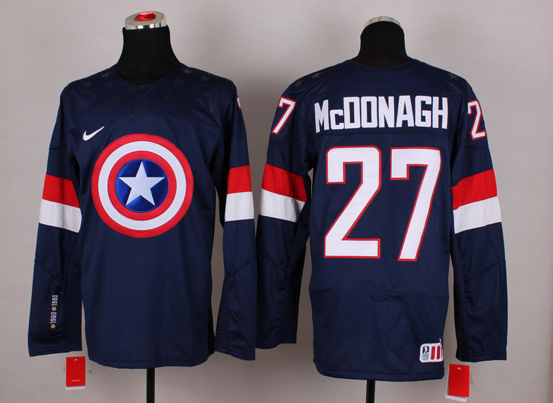USA 27 McDonagh Blue Captain America Jersey