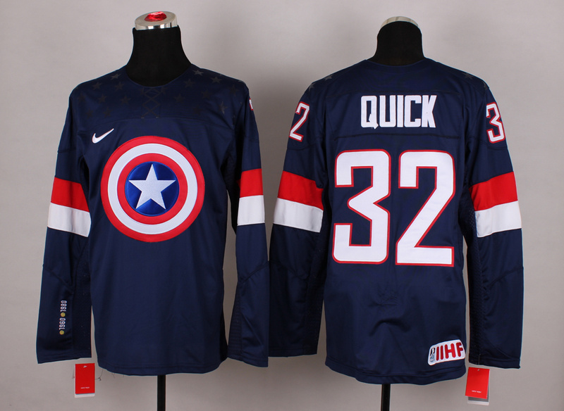 USA 32 Quick Blue Captain America Jersey