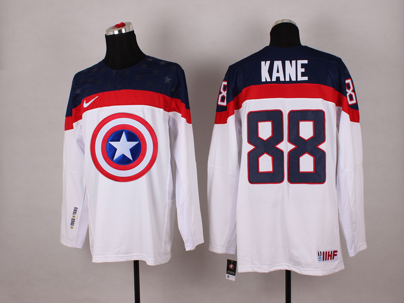 USA 88 Kane White Captain America Jersey