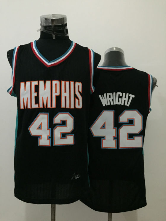 Grizzlies 42 Lorenzen Wright Black Throwback Jersey - Click Image to Close