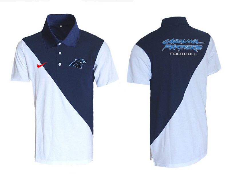 Nike Panthers Blue And White Split Polo Shirt