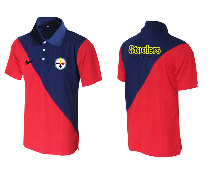 Nike Steelers Blue And Red Split Polo Shirt
